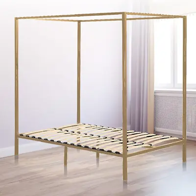 4 Four Poster Queen Bed Metal Frame Bedroom Furniture 300 Kg Capacity • $287.90