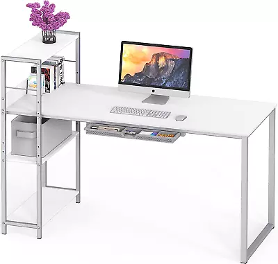 46-Inch Mission Desk With Side Shelf 24  Deep White • $134.13