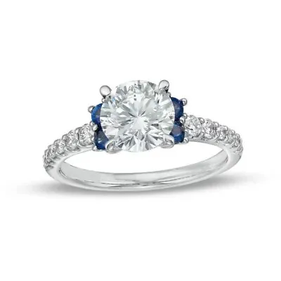 Vera Wang Love 2Ct Lab-Created Diamond-Sapphires Engagement Wedding Silver Ring • $70.35