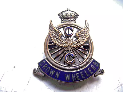 £0.99 • Buy Antique Cycling Badge Rare The Crown Wheelers Enamel Design Vaughton Birmingham