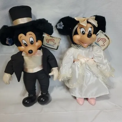 Mickey And Minnie Mouse Vintage Applause Plush Wedding Dolls With Tags • $12.74