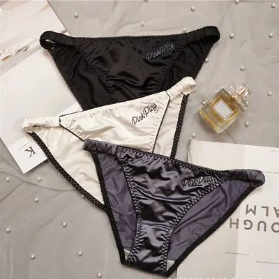 £4.91 • Buy Women Girls Satin String Bikini Briefs Panties Low Waist Underwear Underpants