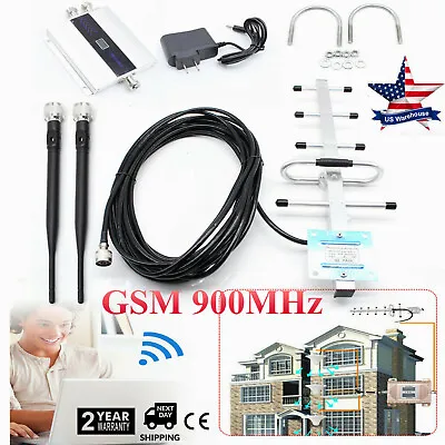 GSM 900MHz Cell Phone 2/3/4G Mobile Signal Repeater Amplifier Extender+Yagi Kit • $40.85