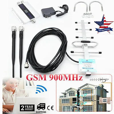 GSM 900MHz Cell Phone Signal 2/3/4G Repeater Booster Amplifier Extender+Yagi Kit • $37.28