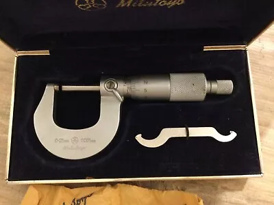 Vintage Mitutoyo Outside Micrometer 0-25mm 0.001mm Code 101-111 In Case C/w Key • £40