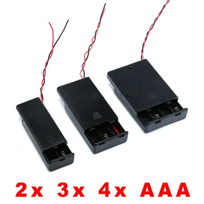 2x 3x 4x AAA Black Battery Holder Cell Case Storage Box With Wires/Cover/Switch • $2.11