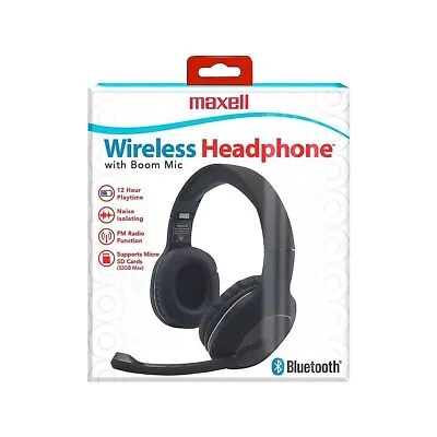 NEW Maxell Headphones 199342 Bluetooth W Boom Microphone Black Gaming HQ Sound • $19