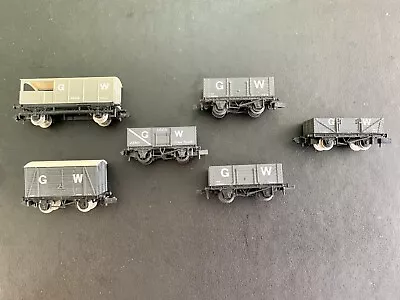£18 • Buy Graham Farish LIMA PECO N Gauge X 6 GWR Grey Plank Box Open Brake Wagons Unboxed