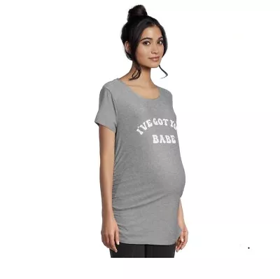 Time And Tru Women's Maternity Graphic T-Shirt /I'VE GOT YOU BABE : Heather Grey • $6.99