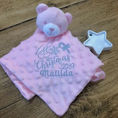 Personalised My First Christmas Embroidered Teddy Bear Comforter • £9.99