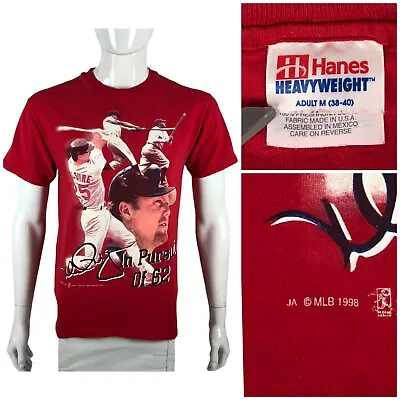 Mark McGwire Smashing The Record T Shirt Medium Red Cardinals MLB Vintage 1998 • $29.99