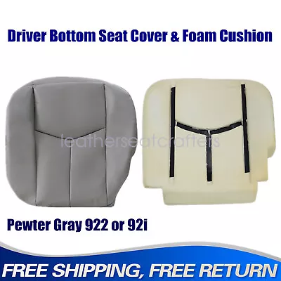 For 2003-2006 Chevy Silverado Driver Bottom Seat Cover & Foam Cushion Gray • $61.25