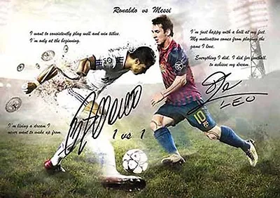 $9.95 • Buy Lionel Messi Christiano Ronaldo Soccer Football Autograph Signed A4 Poster 3