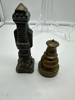 Vintage Brass Chess Pieces Hand Carved  • $22