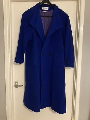 LAMPERT LONDON Vintage Ladies Blue Luxury Lambswool Overcoat UK 10 • £15