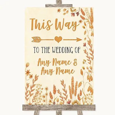 £64.95 • Buy Autumn Leaves This Way Arrow Right Personalised Wedding Sign
