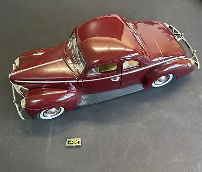 1940 FORD DELUXE COUPE Maroon ERTL 1:18 Scale Diecast Model Car Flawed Rd Pls • £16