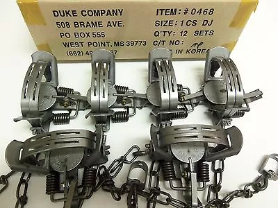 6 Duke # 1 Double Jaw Coil Spring Traps 0468 Mink Muskrat Raccoon Trapping • $51.95