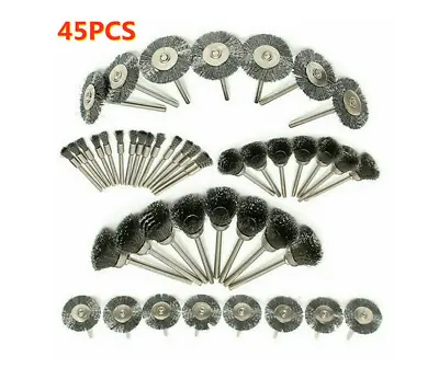 £7.69 • Buy Wire Cup Mix Brush Set Stainless Steel 45pcs For Dremel Rotary Tool Accessories