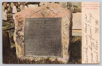 Postcard Tombstone Of Captain Of The Mayflower Plymouth Massachusetts • $5.09