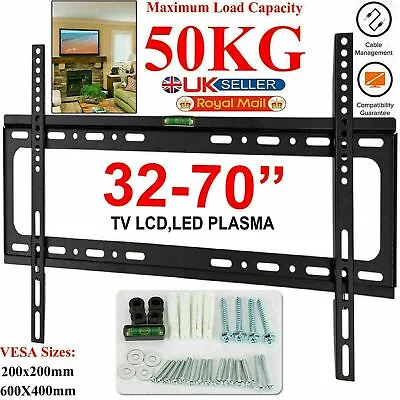 TV Wall Bracket Mount Slim For 32 40 43 50 55 60 65 70 Inch LCD LED Plasma TV UK • £9.72