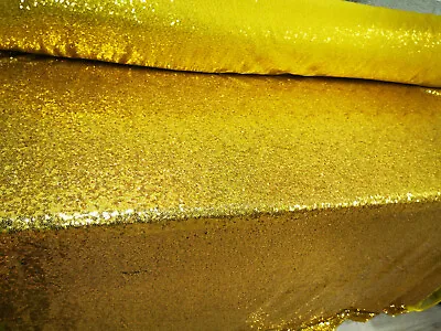Yellow Gold 3mm Sequin Fabric 2w Stretch Shiny Bling Material • £3.99