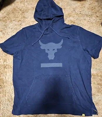 Under Armour Project Rock Men's Short Sleeve Hooded Sweatshirt Size 2XL Blue • $16.95