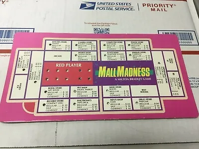 Mall Madness Red Player Card 1989 Board Game REPLACEMENT  Parts • $7.99