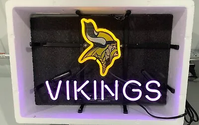 Minnesota Vikings Man Cave 14 X10  Neon Light Sign Lamp Windows Bar Wall Decor • $79.78