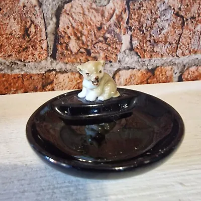 Vintage Wade Whimtray Pottery Model Of A Lion Cub Trinket Dish Black • £8.99
