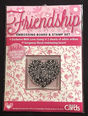 Friendship Embossing Board & Clear Stamp Set - Hearts Flowers With Love Vellum • £3.50