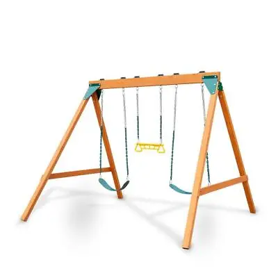 $319.80 • Buy Gorilla Playsets Wooden Swing Set A-Frame With 2-Belt Swings And Ring/Trap Combo