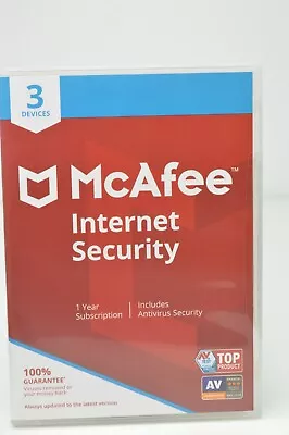 McAfee Internet Security 3 Device Antivirus Software 1 Year Free Shipping No Cd  • $32.63