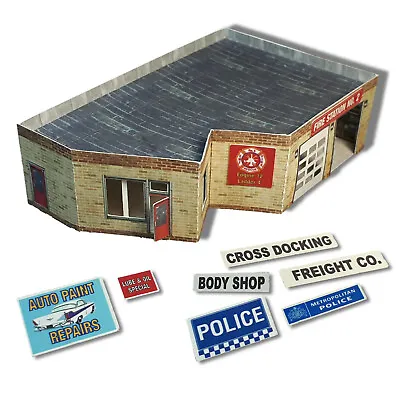 N Scale Building - Multi Purpose Building Police Or Fire Station Etc (Paper Kit) • $8.77