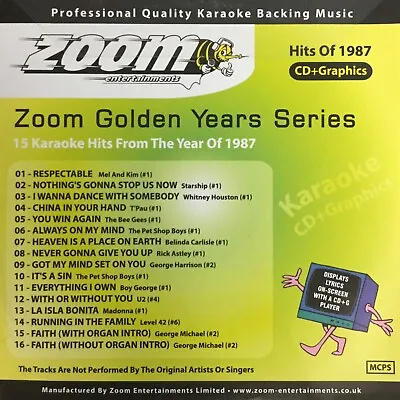 Zoom Golden Years CDG Disc- Karaoke Hits From The Year 1987 • £6.99