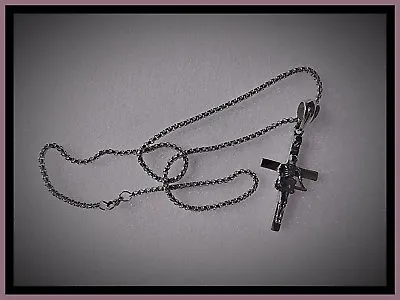 Stainless Steel Skeleton Guitar Playing On A Cross Necklace Christmas Music UK • $13.07
