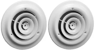 American Metal # 1500W6 6  White Round Steel Ceiling Diffuser Vent - Pack Of 2 • $39.99