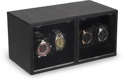 Rotations Black Faux Leather Quad Watch Winder • $354.95