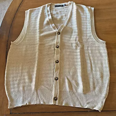 Ashworth Men's Golf Sleeveless Button Down Sweater Vest - Tan - Size XL • $19