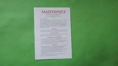 Masterpiece The Art Auction Board Game Instructions Only • £2.95