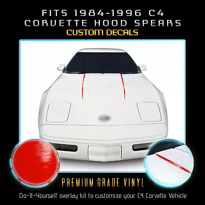 For 1984-1996 C4 Corvette Hood Spears Stripes Trim Overlay Decals - Glossy Vinyl • $19.60