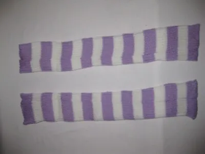 Romwe Rib Knit Striped Knee High Slouch Leg Warmers Purple & White Kawaii 80s • $11