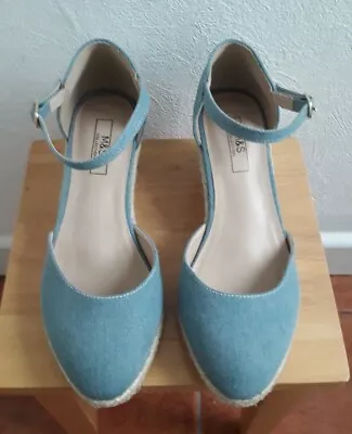 £21.99 • Buy M&S Collection Size 6.5 Blue Denim Espadrille Wedge Sandals