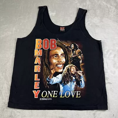 Vintage 90s Bob Marley One Love Tank Top Shirt Mens 2XL Black Rap Tee Reggae • $27.99