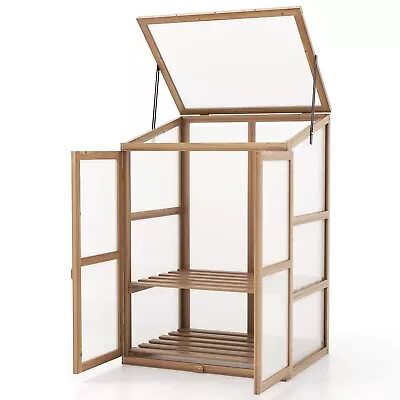 Portable Garden Cold Frame Mini Wooden Greenhouse W/ 2 Removable Shelves • £99.95