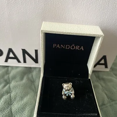 Pandora Charm Baby Boy Teddy Bear Blue Ribbon • £12.95