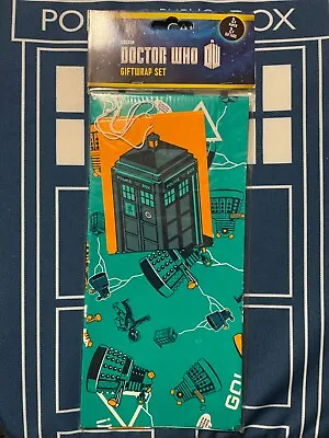 £5.99 • Buy Doctor Who Gift Wrap Green Party Wrapping Paper Cyberman Dalek Tardis Plus Tags