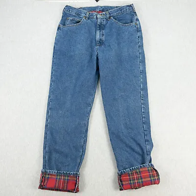 Vintage L.L. Bean Flannel-Lined Jeans Mens 36x34 Blue Denim USA Union Made 80s • $38.85