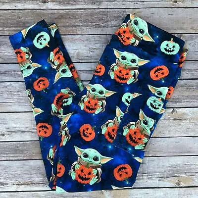 Baby Yoda Halloween Pumpkin Galaxy Women's Leggings TC2 Extra Plus Size 20-26 • $26