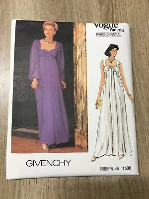 1985 Vogue Paris Original GIVENCHY Evening Length Dress Pattern 1530 Size 10 • $14.99